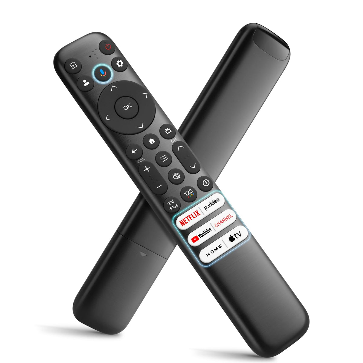 Maxitoc RC813 voice remote front view for comfortable grip.