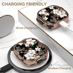 Maxjoy AirPods 4 case supports wired and wireless charging with cover on.