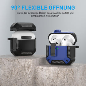 Maxjoy AirPods 4 case keychain black carabiner enables portable attachment.