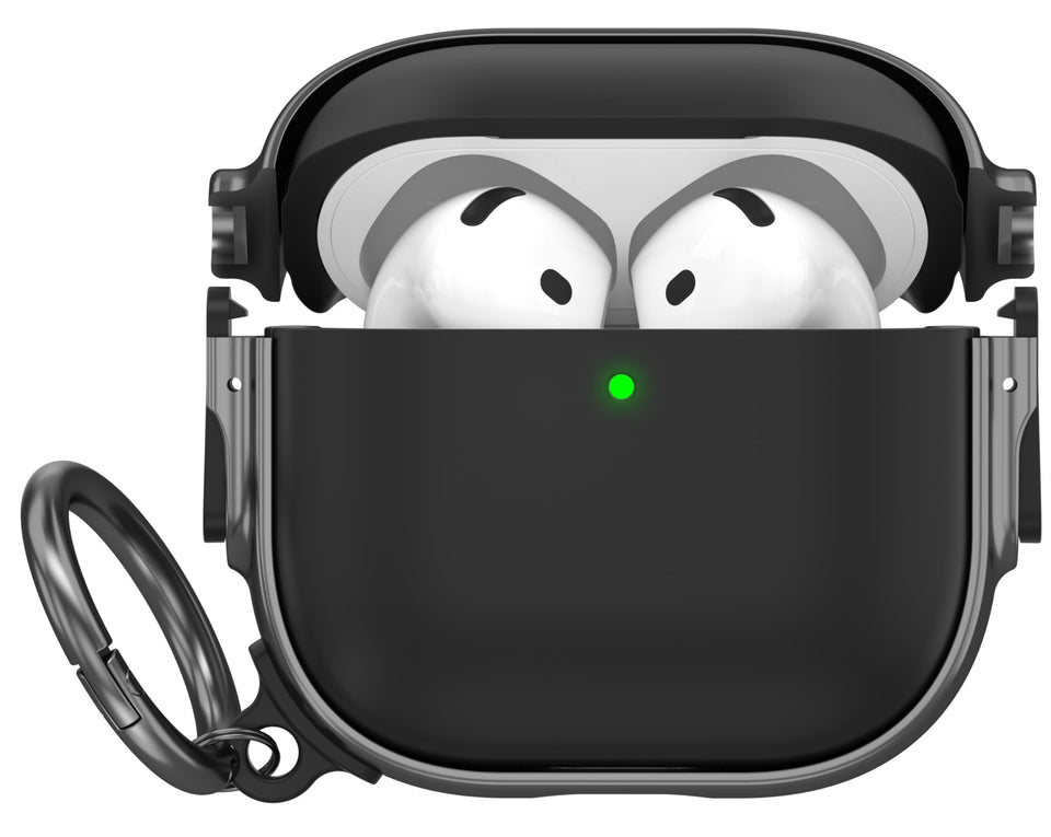 Maxjoy AirPods 4 case with lock, front LED visible for quick status checks.