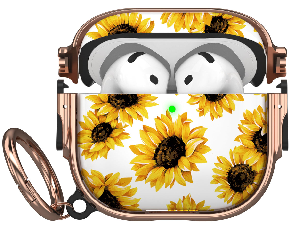 Maxjoy AirPods 4 Case with Lock sunflower front view for secure daily use