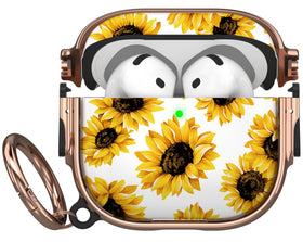 Maxjoy AirPods 4 Case with Lock sunflower front view for secure daily use