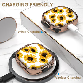 Maxjoy AirPods 4 Case with Lock sunflower side view highlights portability