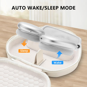 Maxjoy AirPods Max case shows auto sleep mode feature preserving battery when stored.