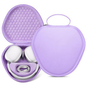Maxjoy AirPods Max case in purple EVA, front view, protective travel companion.
