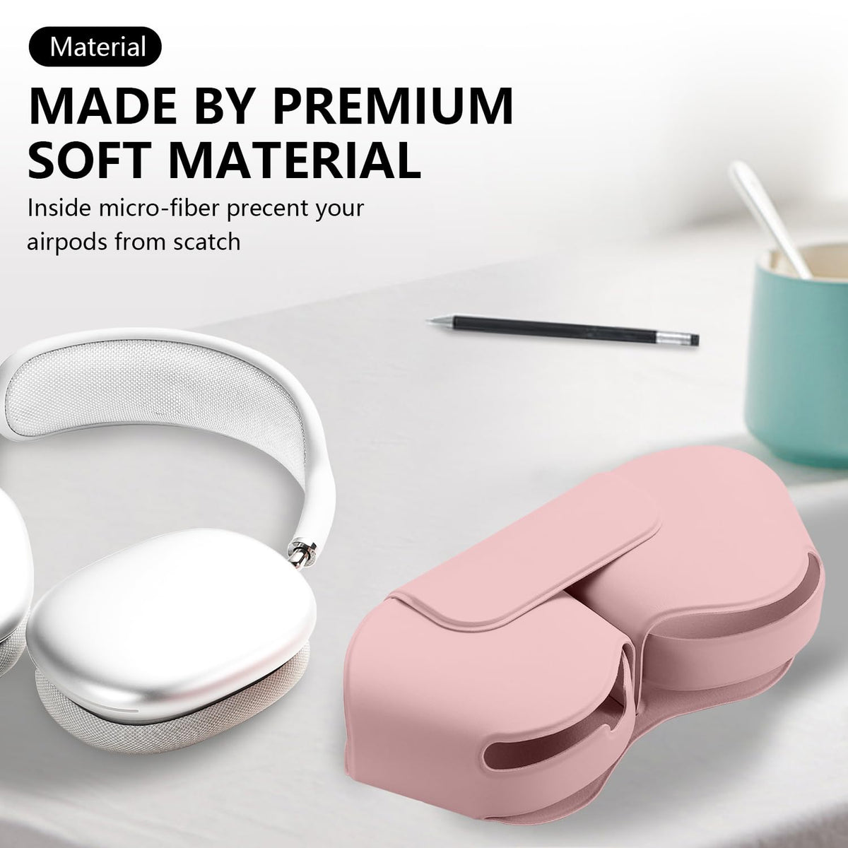 Maxjoy AirPods Max case with accessible charging port for convenient recharging.