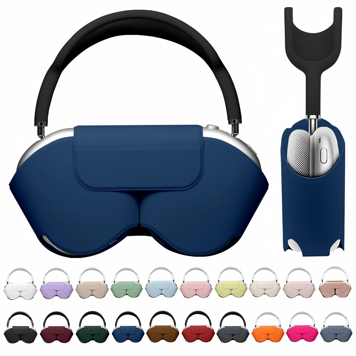 Maxjoy AirPods Max smart case in dark blue protects against bumps and scratches.