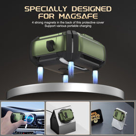 Maxjoy AirPods Pro Case 2 Army Green automatic magnetic lock in action