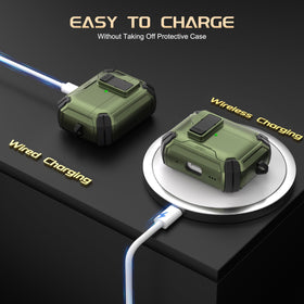 Maxjoy AirPods Pro Case 2 Army Green foldable bracket stand in use
