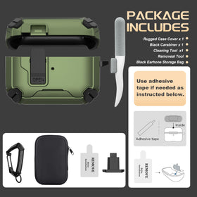 Maxjoy AirPods Pro Case 2 Army Green carabiner for convenient carrying