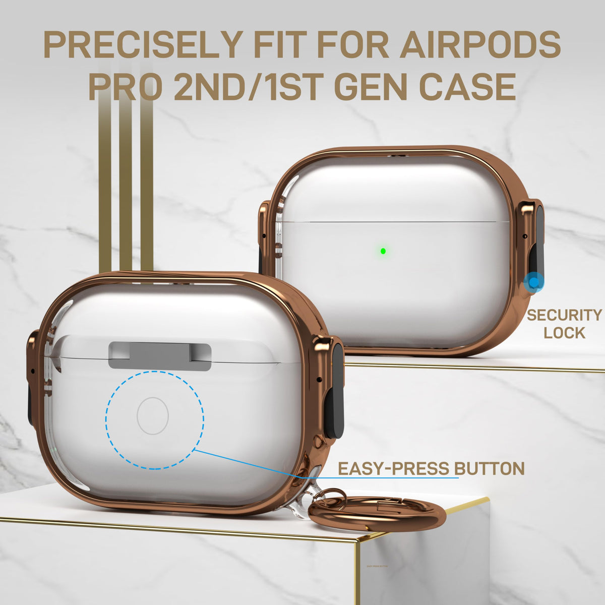 Maxjoy AirPods Pro 2 case with carabiner for easy attachment.