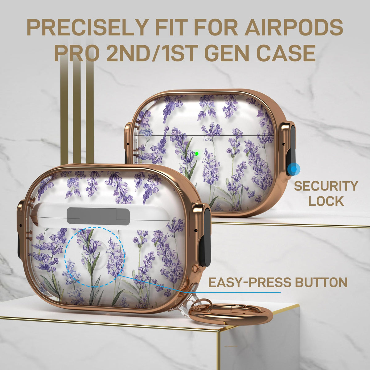 Maxjoy AirPods Pro 2 case side view shows transparent shell and protection.