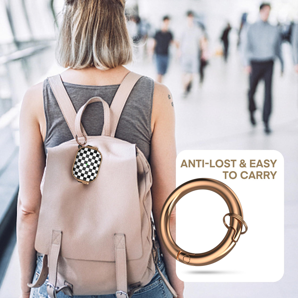 Maxjoy AirPods Pro 3 case with carabiner attachment for convenient tether
