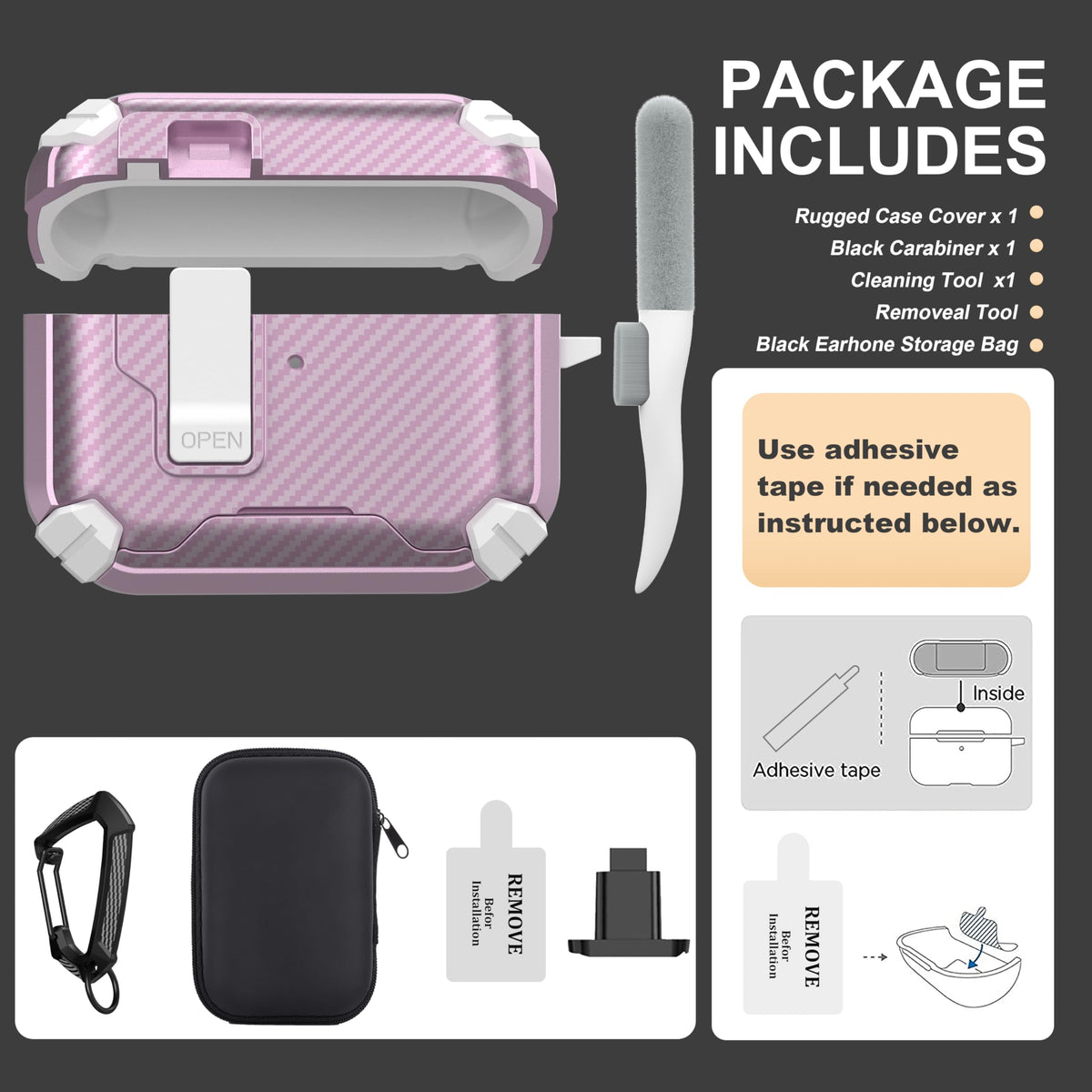 Maxjoy AirPods Pro 3 case carbon white pink foldable bracket doubles as stand