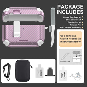 Maxjoy AirPods Pro 3 case carbon white pink foldable bracket doubles as stand