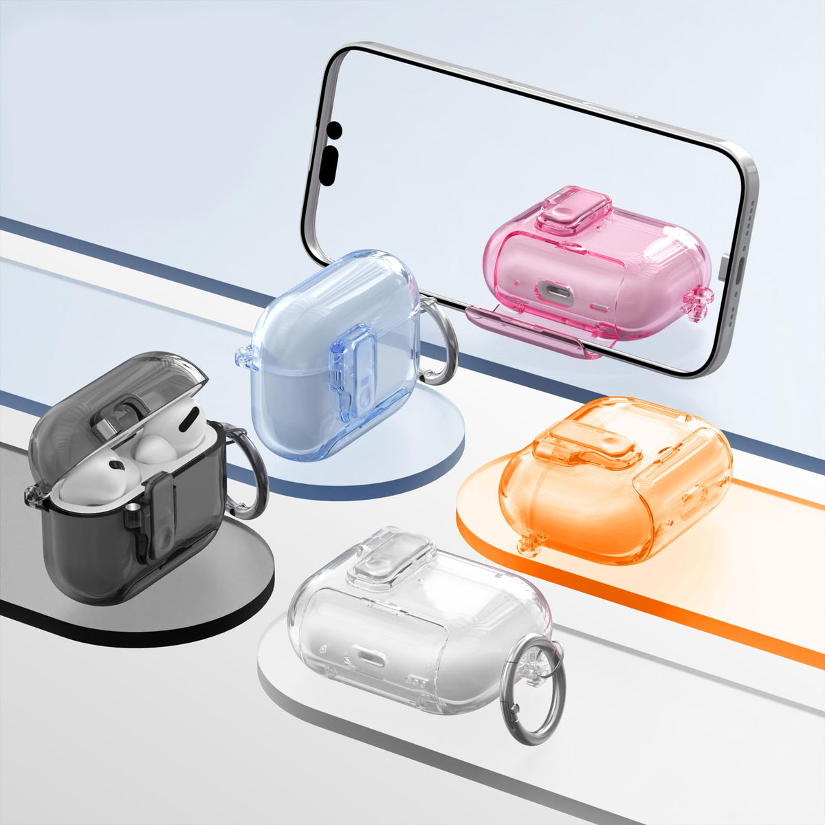 Maxjoy AirPods Pro 3 Case Crystal-clear exterior showcases original color.