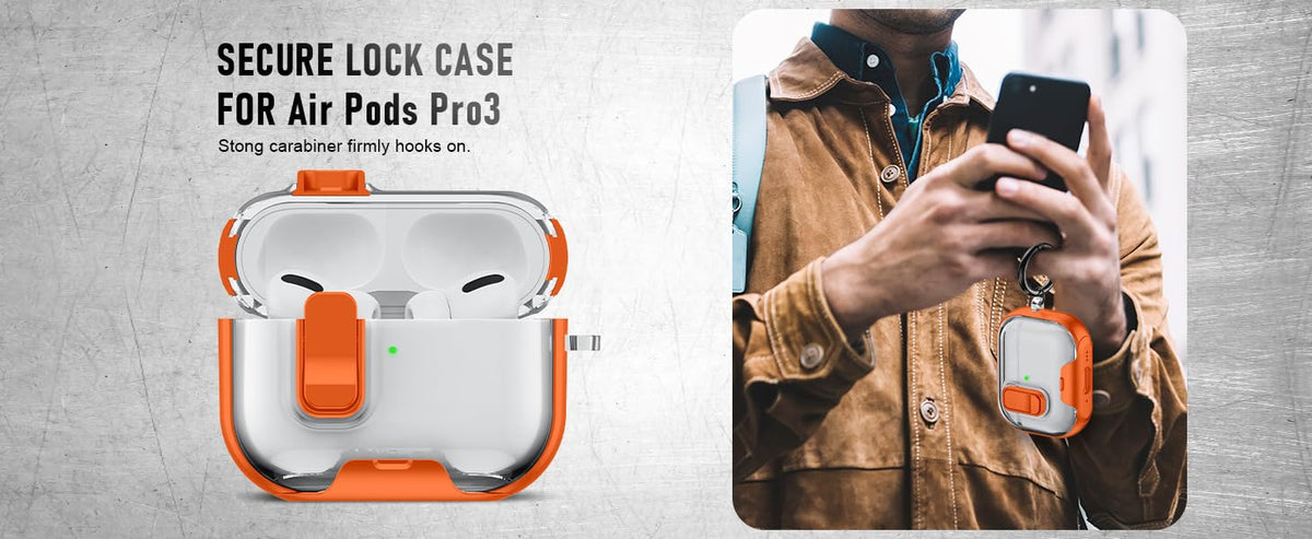 Maxjoy AirPods Pro 3 Case orange soft TPU texture feels durable