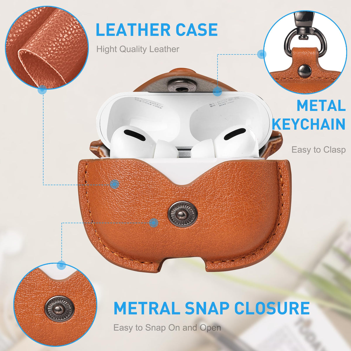 Maxjoy AirPods Pro 3 leather case supports wireless and wired charging without removal.