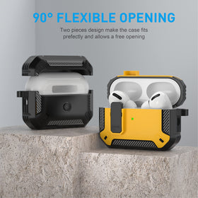 Maxjoy AirPods Pro case includes carabiner keychain for portability.