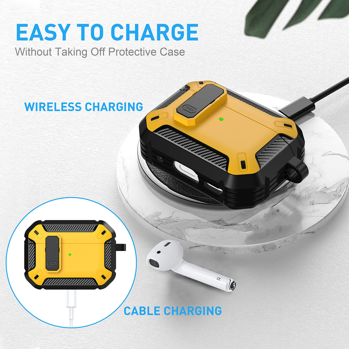 Maxjoy AirPods Pro case hollow bottom supports charging.