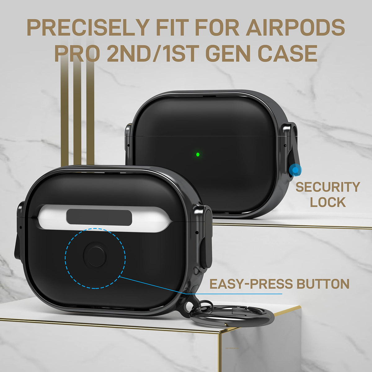 Maxjoy AirPods Pro case lock carabiner attachment for easy bag or belt carry