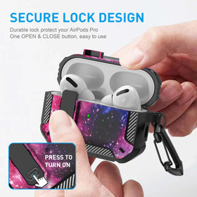 Close-up of the Maxjoy case lock on AirPods Pro case