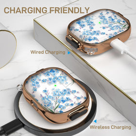 Clear shell highlights the AirPods Pro with a decorative flower motif.
