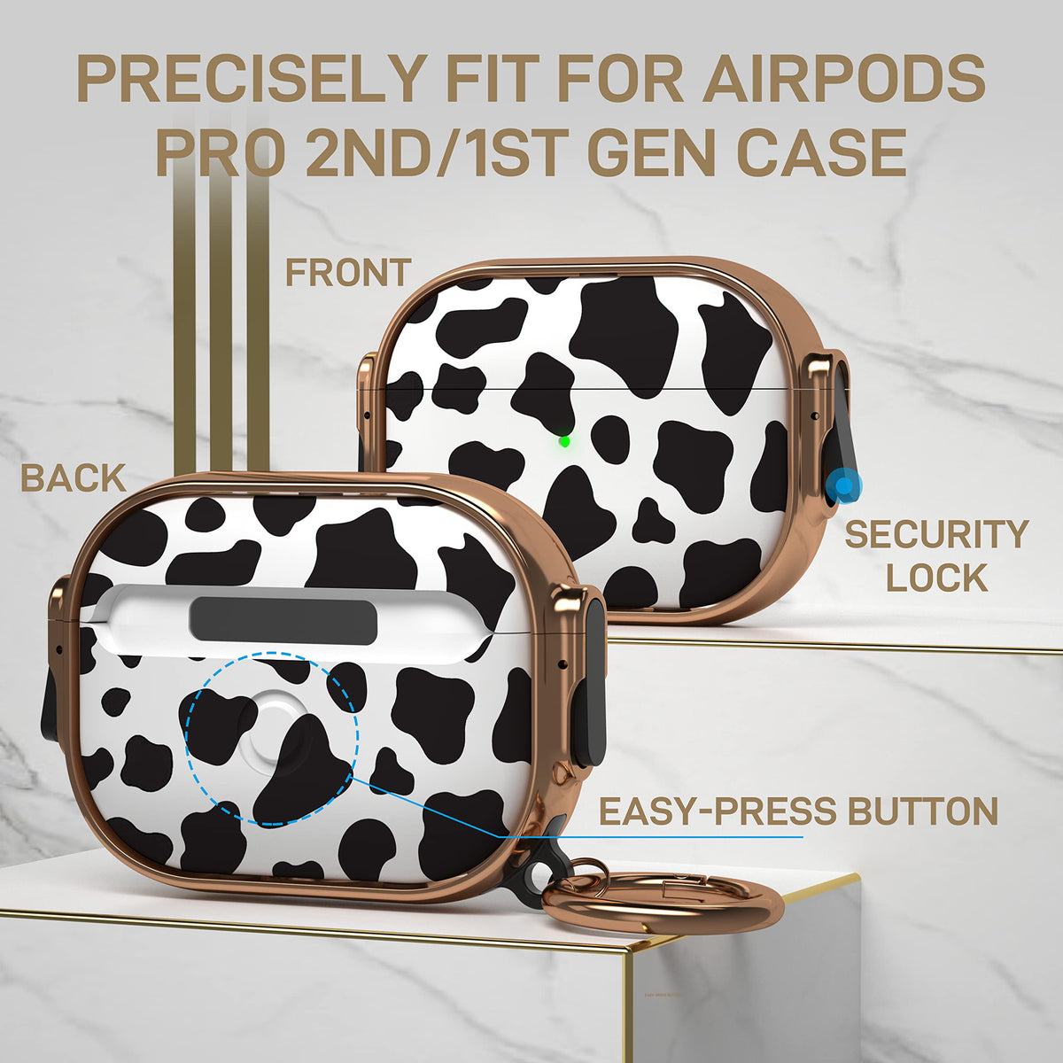 Maxjoy AirPods Pro cow-print case showing charging port access
