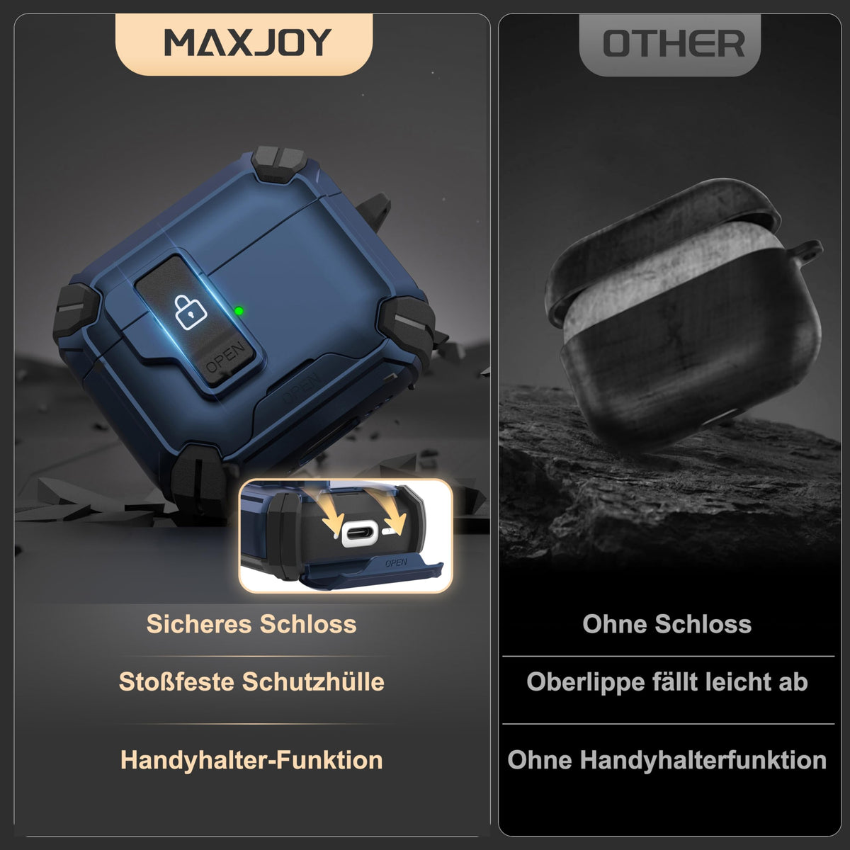 Maxjoy AirPods 4 case bracket stand demonstrates hands-free viewing