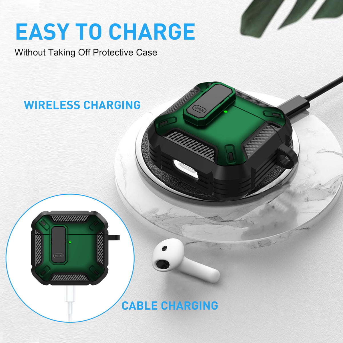 Maxjoy AirPods 4 case, hollow bottom design for charging compatibility.