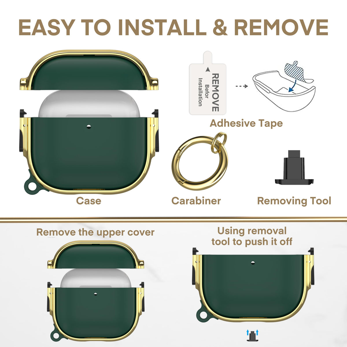 Maxjoy AirPods 4 case with carabiner ready to attach to bag or belt
