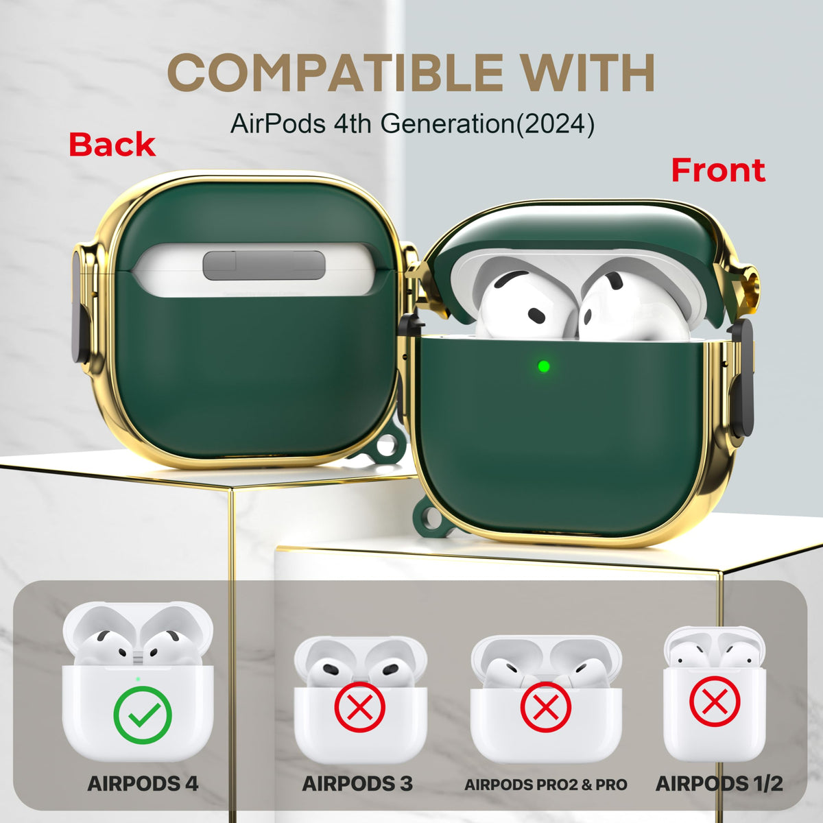 Maxjoy AirPods 4 case side view showing double lock for secure fit