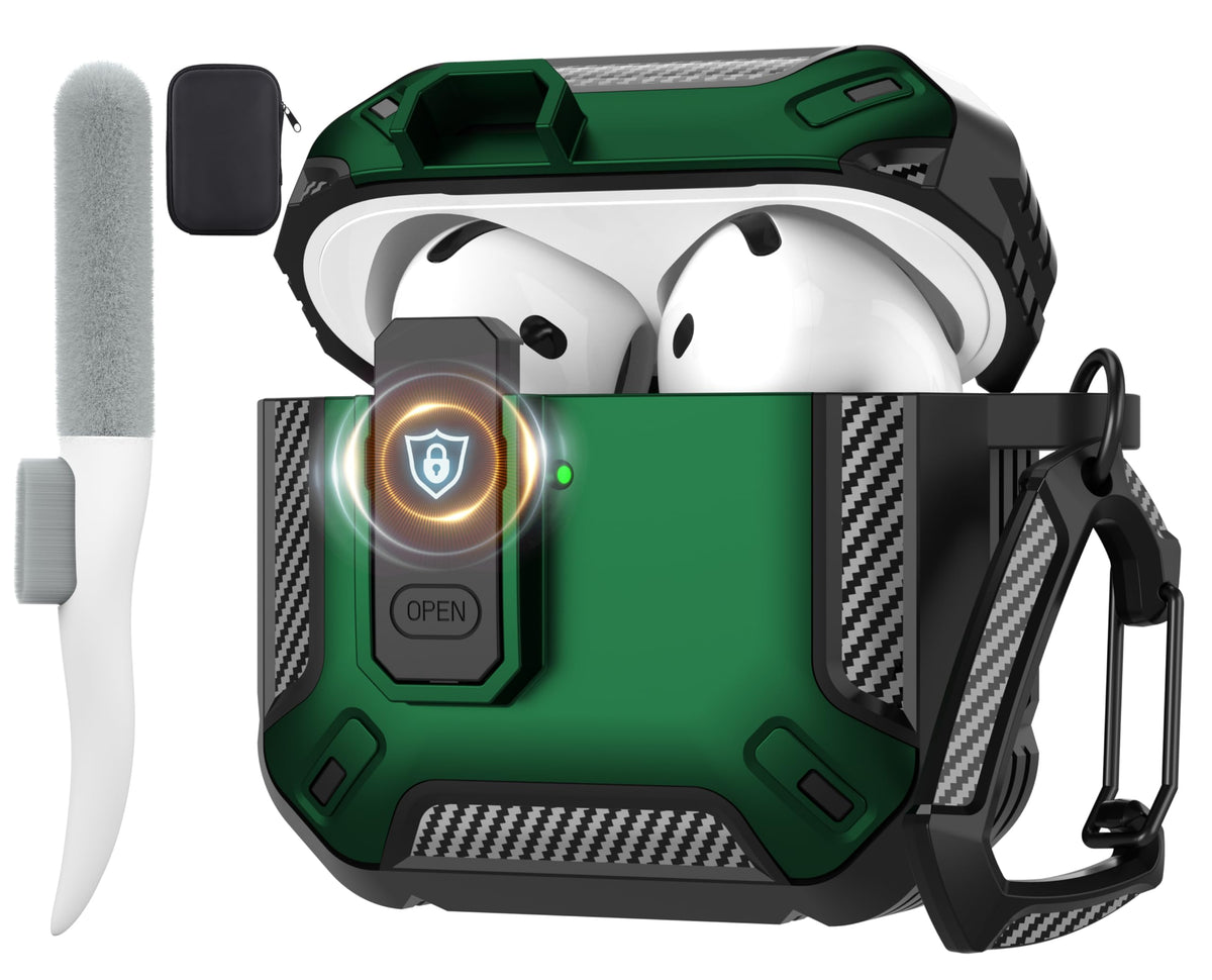 Maxjoy AirPods 4 case with lock, front view, protects from scratches.