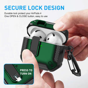 Maxjoy AirPods 4 case, side clip view, secure access while carrying.