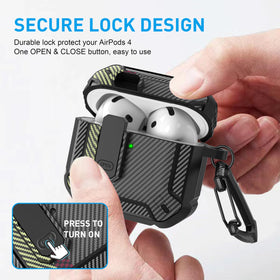 Maxjoy AirPods 4 case with lock side view highlighting rugged edge and grip