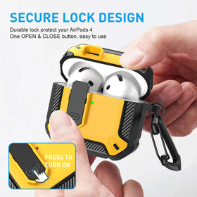 Maxjoy AirPods 4 Case with Lock, back view highlights anti-slip texture for secure handling