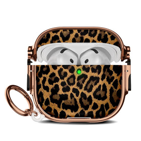 Maxjoy AirPods 4 leopard gold case with Safety Lock front view