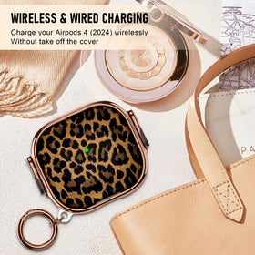 Maxjoy AirPods 4 leopard gold case packaging and contents
