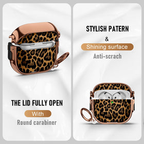 Maxjoy AirPods 4 leopard gold case top view showing lock