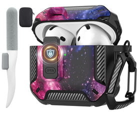 Maxjoy AirPods 4 Starry Sky case front view protects the charging case from scratches