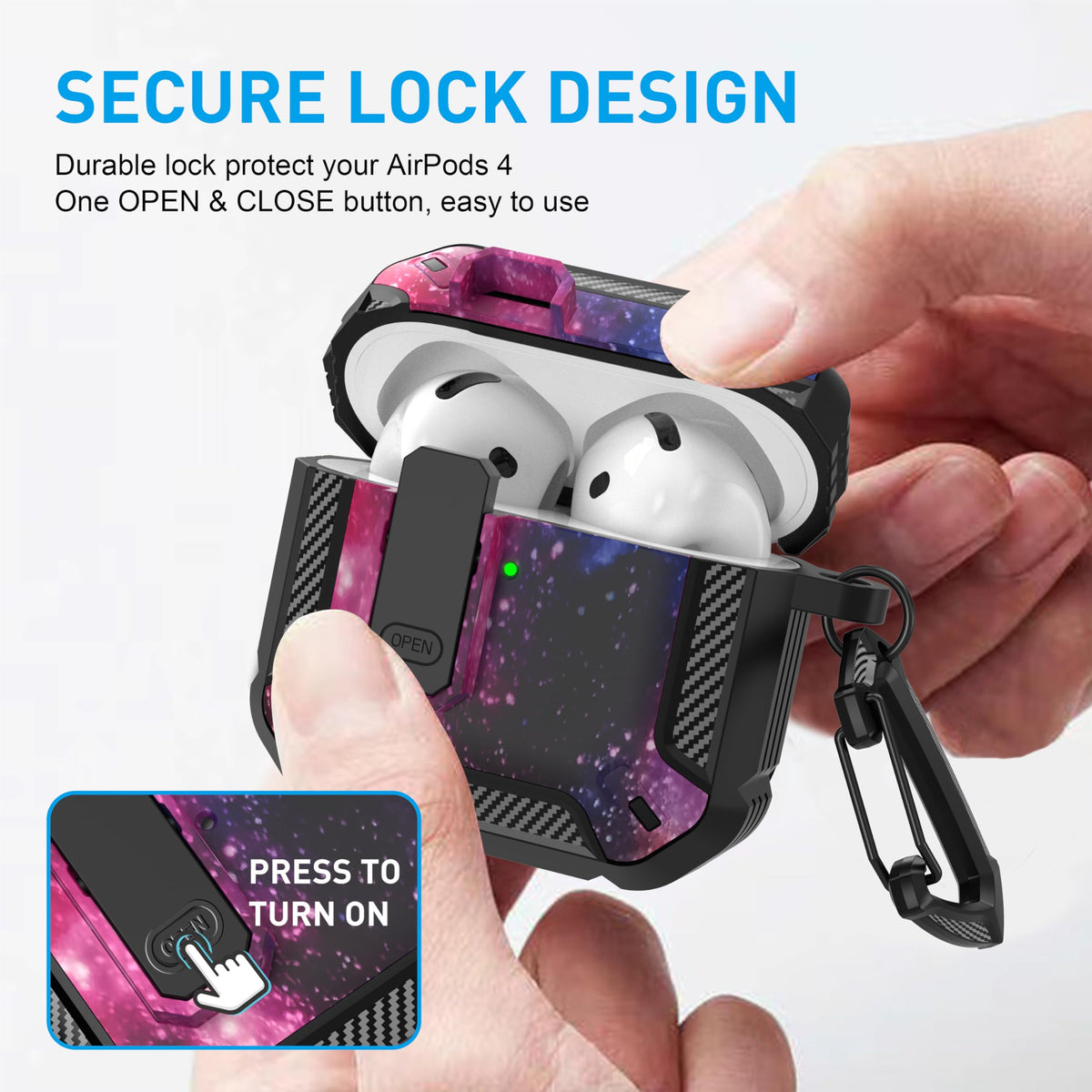 Maxjoy AirPods 4 Starry Sky case side view offers extra grip and protection on the go