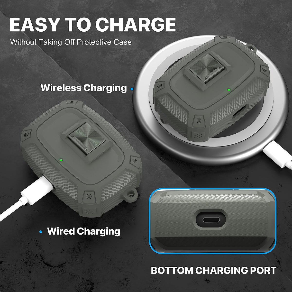 Maxjoy hollow bottom cutout showing charging port access and wireless support