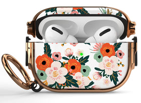 Maxjoy floral AirPods Pro case with lock closeup for secure fit.