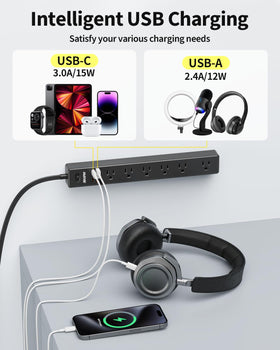 Maxpw seven outlets and four USB ports power multiple devices from one hub.