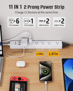 Maxpw dual USB-C ports provide fast charging for laptops and phones