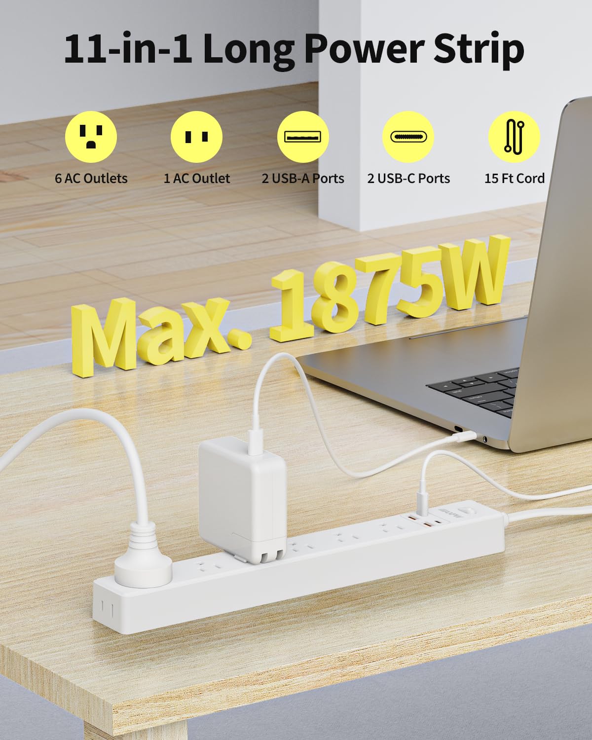 Maxpw close-up of ultra-thin 0.33-inch flat plug for hidden wall access