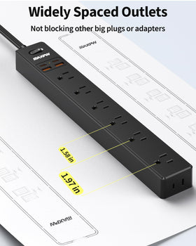 Maxpw ultra-thin extension cord keeps cords hidden under rugs.