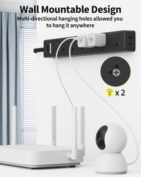 Maxpw wall-mountable design doubles as a sleek desk charging station.