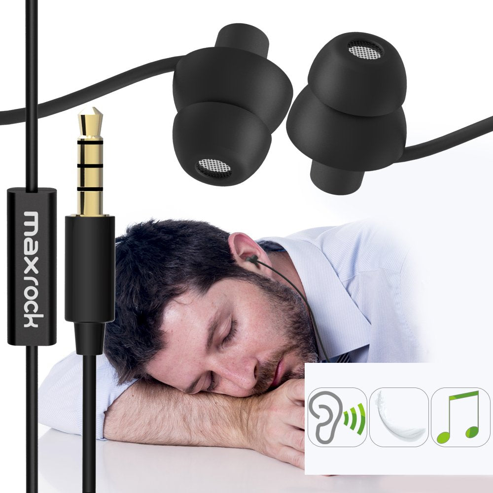 MAXROCK ergo-soft eartip design provides secure fit for sleep