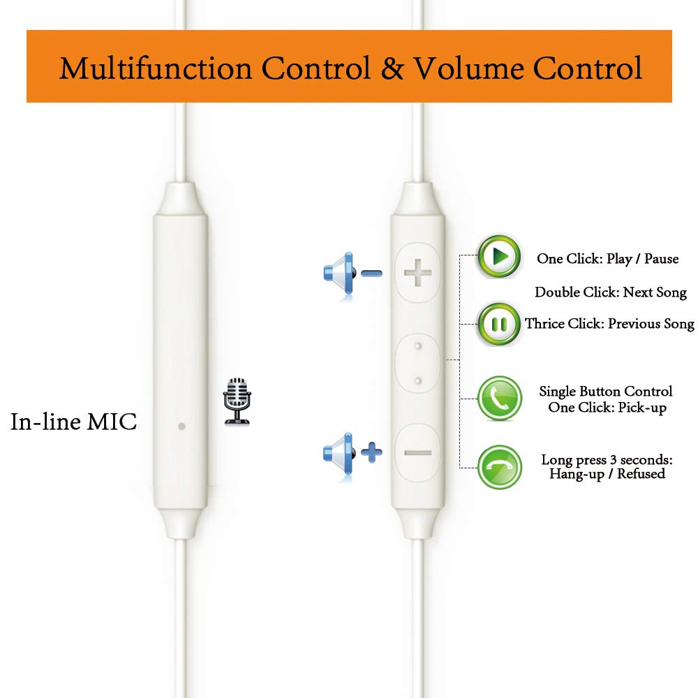 MAXROCK inline mic and volume control detail for quick hands-free calls benefit